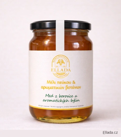 Ellada,Krétský med z borovice a aromatických bylin 450g